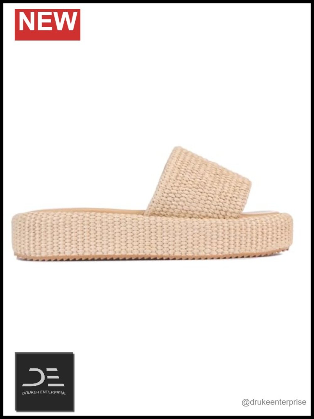 Woven Raffia Platform Sandals Espadrille Slides Slip On Beach Summer Shoes